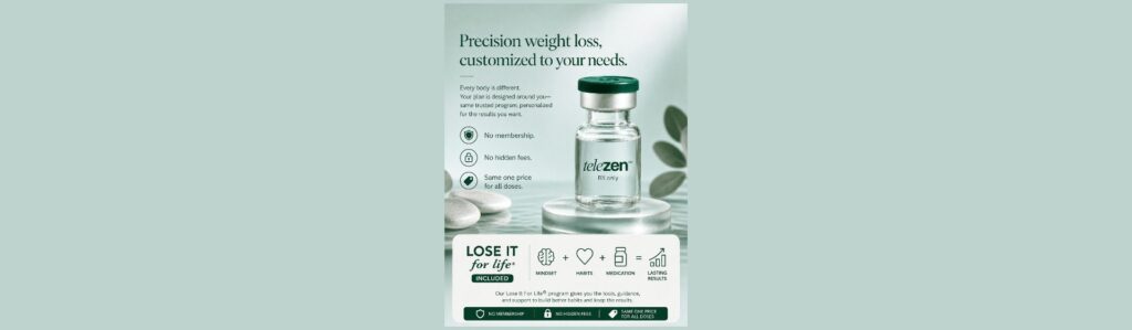 Telezen MD treatments combining GLP-1, tirzepatide, semaglutide and NAD+.