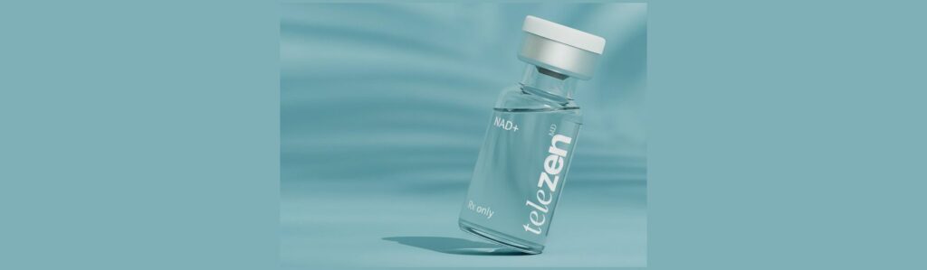 Telezen MD NAD+ injection vial used to compare clinic and telehealth pricing.