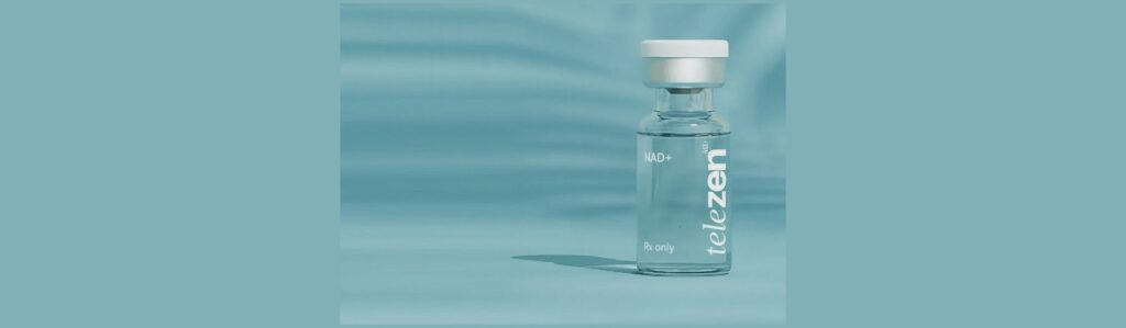 Telezen MD NAD+ injection vial for energy and longevity.