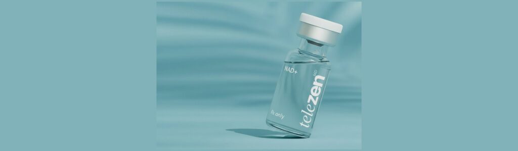 Telezen MD NAD+ injection vial provided through telehealth.