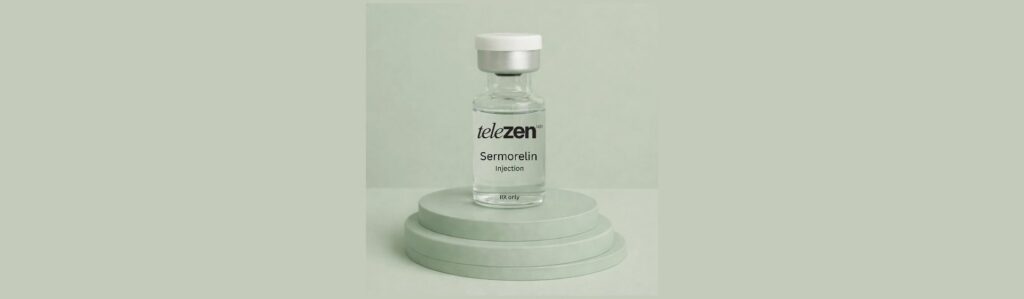 Telezen MD sermorelin injection therapy vial.